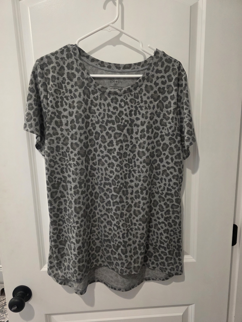 Zoe + Liv Grey Leopard Short Sleeve Tee